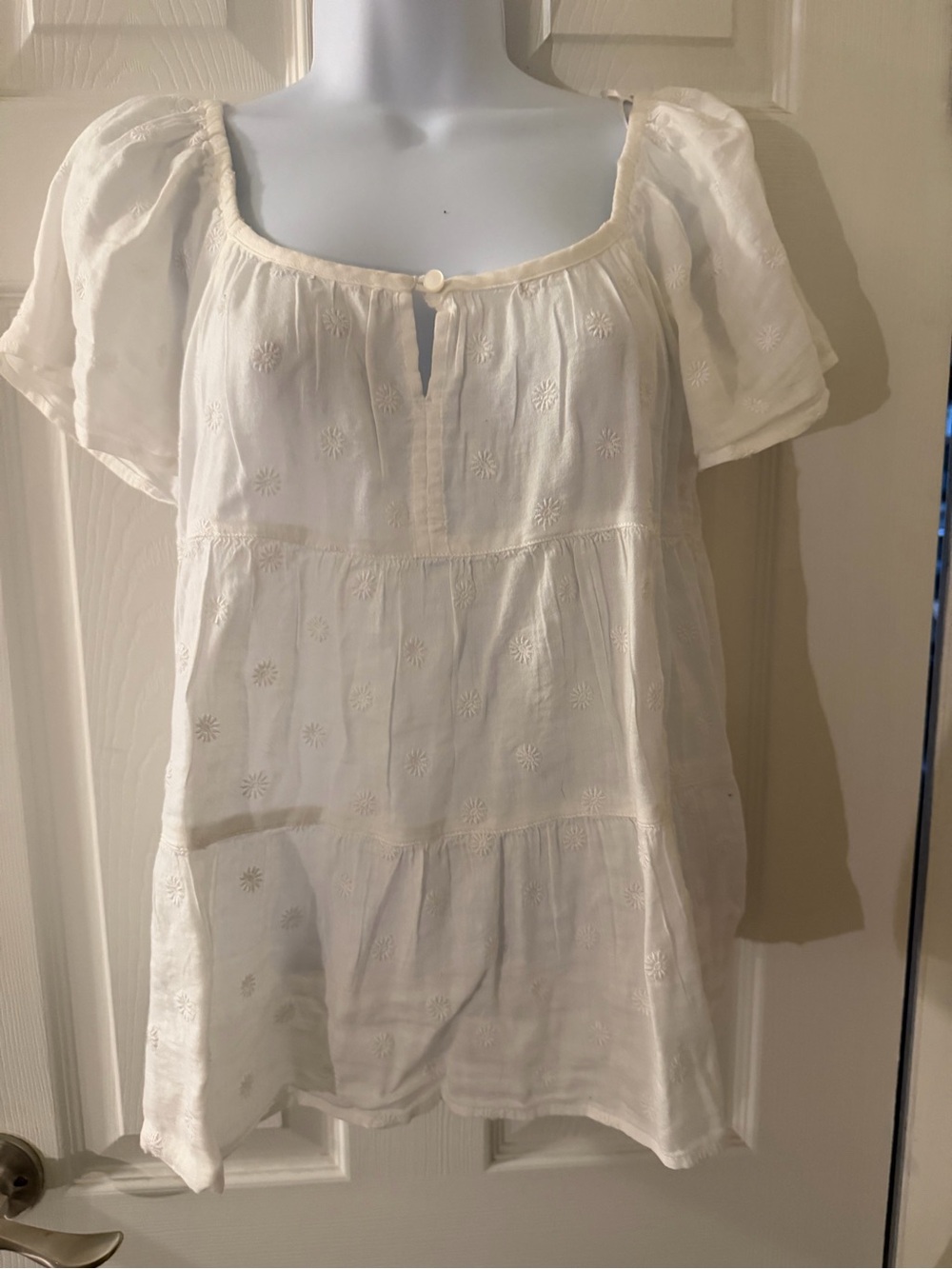Old Navy Cream Embroidered Peasant Tunic